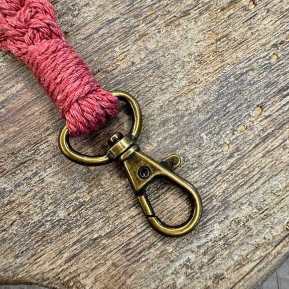 Pink Macrame Keychain Boho Purse Charm FAST SHIP NEW - Picture 3 of 4